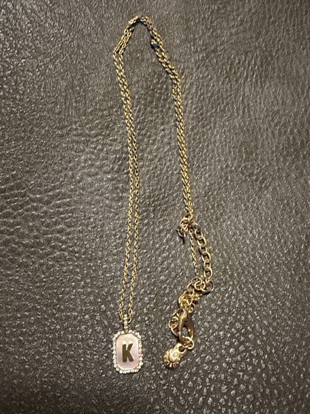 Gold-Tone & Mother of Pearl 'K' Initial Pendant Necklace